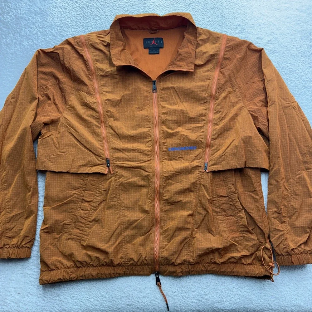 Jordan 23 Engineered Mens XXL Burnt Orange Ripstop Multi Zip Windbreaker Jacket